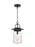 Generation Lighting Tybee traditional 1-light outdoor exterior pendant in black finish with clear glass shade