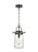 Generation Lighting Tybee casual 1-light LED outdoor exterior ceiling hanging pendant in antique bronze finish with clea