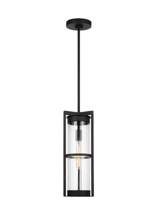 Alcona Transitional 1-light Led Outdoor Exterior Pendant Lantern In Black Finish With Clear Fluted G | 6226701EN7-12