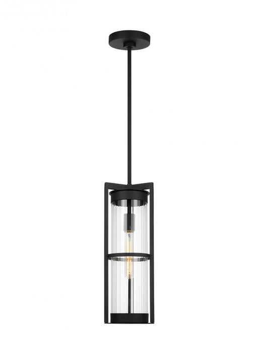 Alcona Transitional 1-light Led Outdoor Exterior Pendant Lantern In Black Finish With Clear Fluted G | 6226701EN7-12