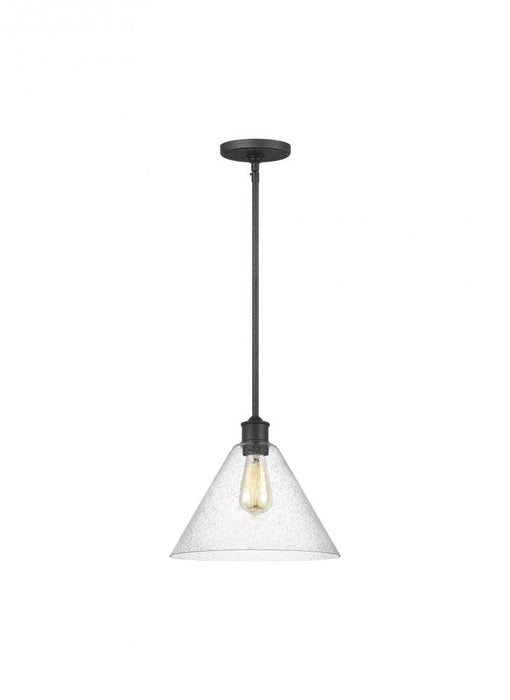 Generation Lighting Belton transitional 1-light indoor dimmable ceiling hanging single pendant light in midnight black f