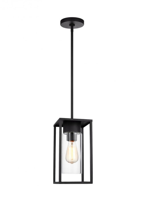Visual Comfort & Co. Studio Collection Vado modern 1-light outdoor pendant lantern in black finish with clear glass shade