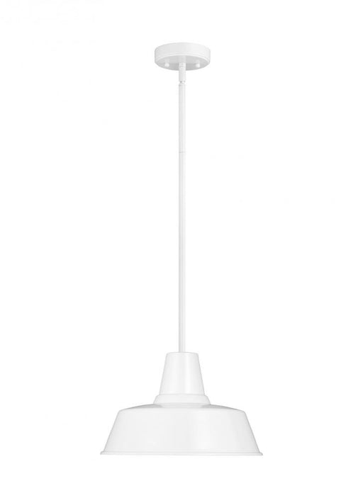 Visual Comfort & Co. Studio Collection Barn Light traditional 1-light outdoor exterior Dark Sky compliant hanging ceiling pendant in white