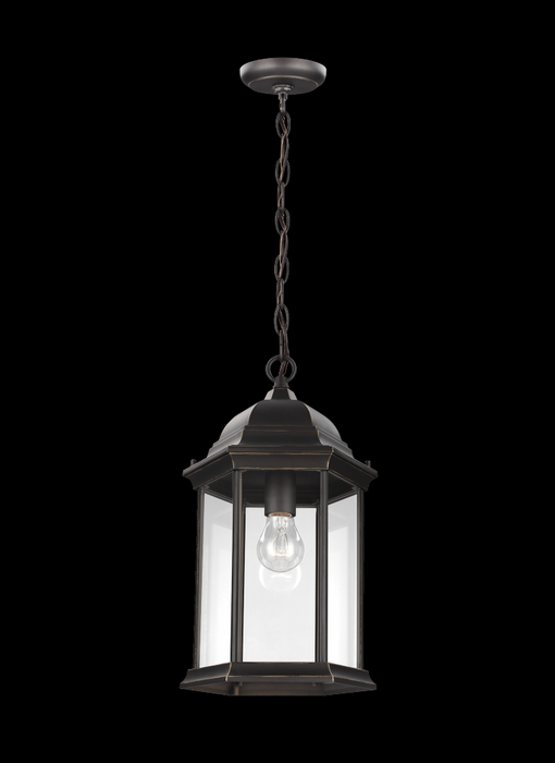 Generation Lighting Sevier traditional 1-light outdoor exterior ceiling hanging pendant in antique bronze finish with cl