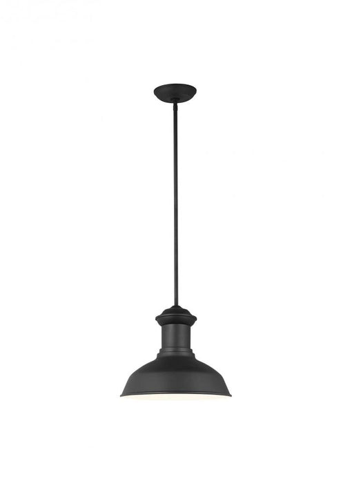 Generation Lighting Fredricksburg traditional 1-light outdoor exterior Dark Sky compliant ceiling hanging pendant in bla