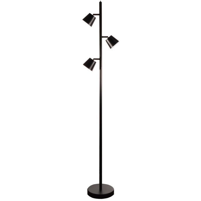  3 Light  Floor Lamp, Bk | 625LEDF-BK