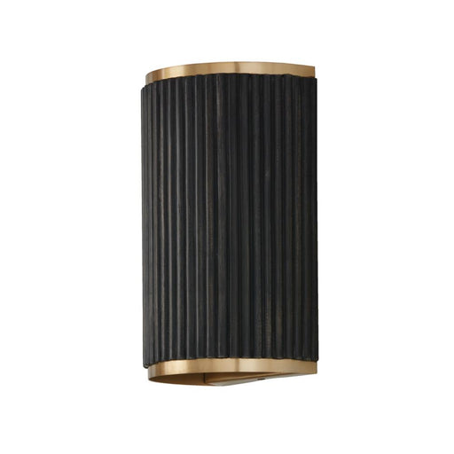 Capital 2-Light Sconce in Matte Brass and Handcrafted Mango Wood in Black Stain