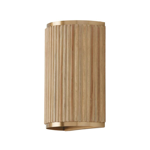 Capital 2-Light Sconce in Matte Brass and Handcrafted Mango Wood in White Wash