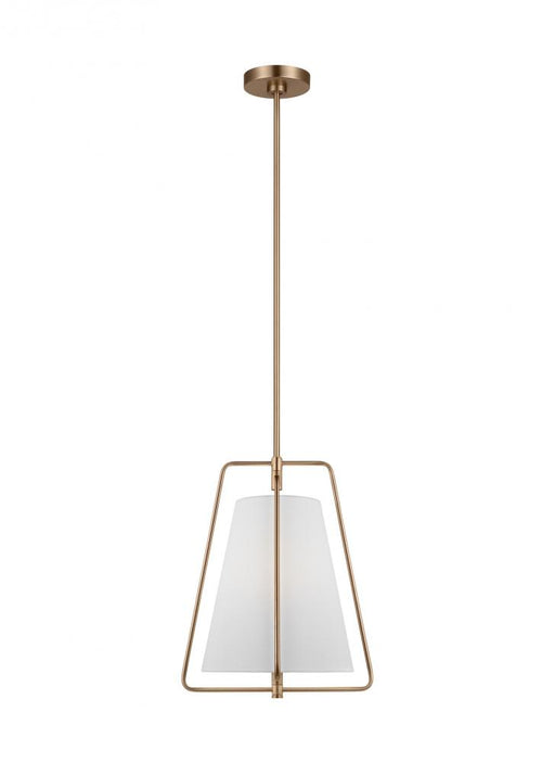 Visual Comfort & Co. Studio Collection Allis modern industrial LED 1-light indoor dimmable pendant in satin brass gold finish with white li