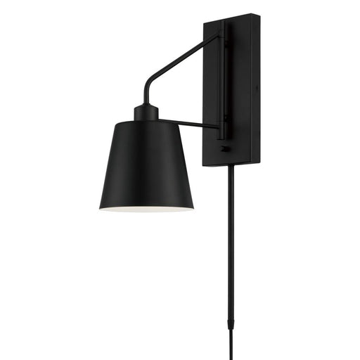 Capital 1-Light Modern Metal Sconce in Matte Black with White Interior
