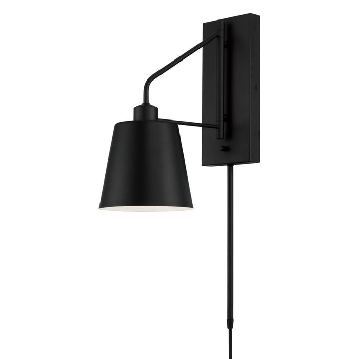 1-light Modern Metal Sconce In Matte Black With White Interior | 651311MB