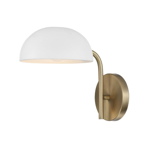Capital 1-Light Sconce in Aged Brass and White