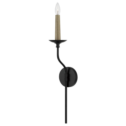 Capital 1-Light Sconce in Matte Black with Interchangeable Faux Wood or Matte Black Candle Sleeve