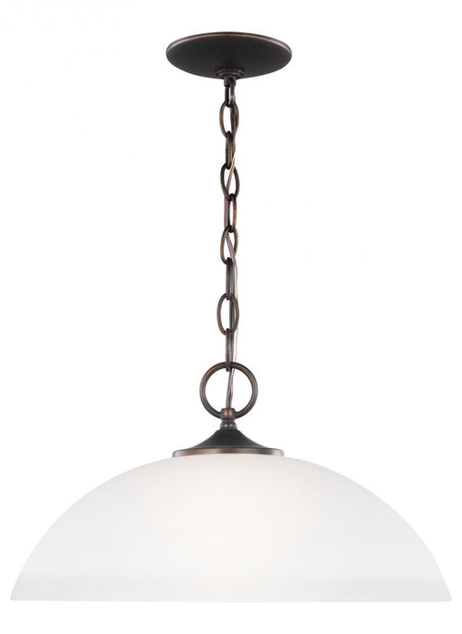 Generation Lighting Geary transitional 1-light indoor dimmable ceiling hanging single pendant light in bronze finish wit