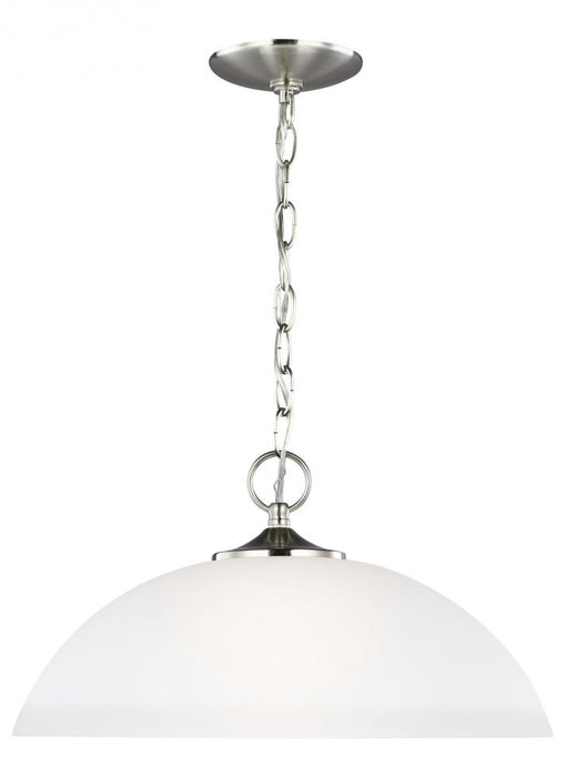 Generation Lighting Geary transitional 1-light LED indoor dimmable ceiling hanging single pendant light in brushed nicke