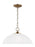 Generation Lighting Geary traditional indoor dimmable LED 1-light pendant in satin brass with a satin etched glass shade