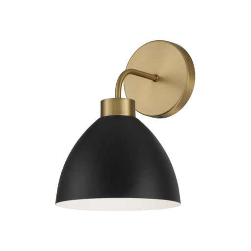 Capital 1-Light Sconce in Aged Brass and Black
