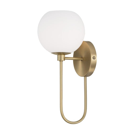 Capital 1-Light Circular Globe Sconce in Aged Brass