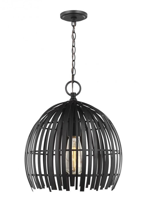 Visual Comfort & Co. Studio Collection Hanalei contemporary small 1-light indoor dimmable pendant hanging chandelier light in midnight blac