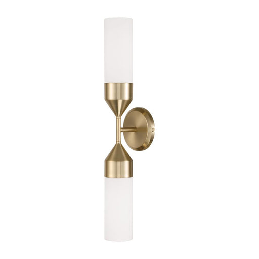 Capital 2-Light Cylindrical Sconce in Matte Brass with Soft White Glass