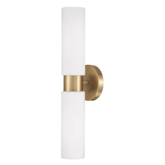 2-light Dual Linear Sconce Bath Bar In Aged Brass With Soft White Glass | 652621AD