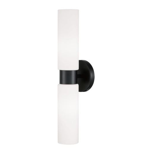 2-light Dual Linear Sconce Bath Bar In Matte Black With Soft White Glass | 652621MB