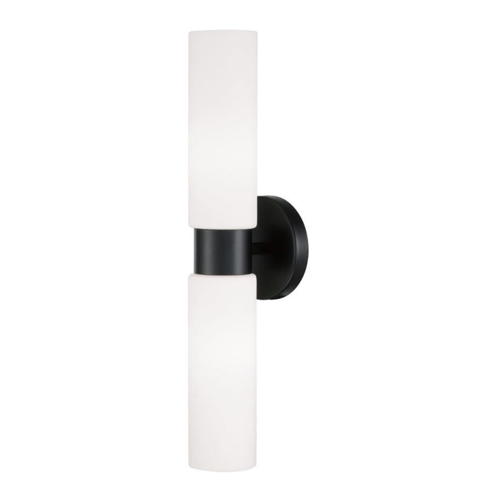 2-light Dual Linear Sconce Bath Bar In Matte Black With Soft White Glass | 652621MB