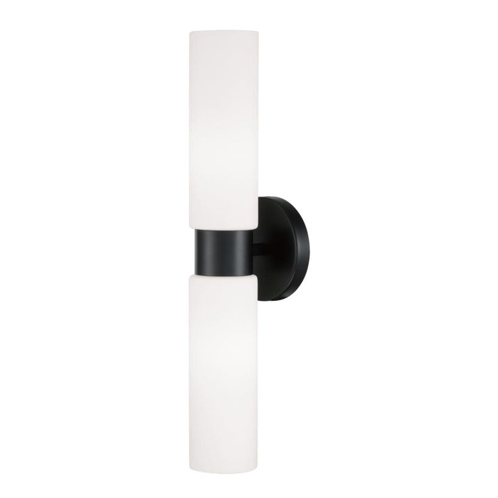 Capital 2-Light Dual Linear Sconce Bath Bar in Matte Black with Soft White Glass