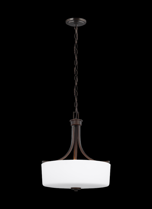 Generation Lighting Canfield modern 3-light indoor dimmable ceiling pendant hanging chandelier pendant light in bronze f