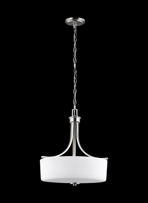 Generation Lighting Canfield modern 3-light indoor dimmable ceiling pendant hanging chandelier pendant light in brushed
