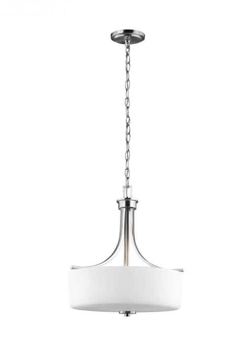 Generation Lighting Canfield modern 3-light LED indoor dimmable ceiling pendant hanging chandelier pendant light in brus