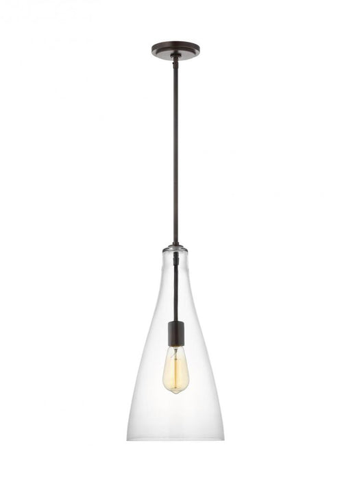 Visual Comfort & Co. Studio Collection Arilda transitional 1-light indoor dimmable ceiling hanging single pendant in bronze finish with cle