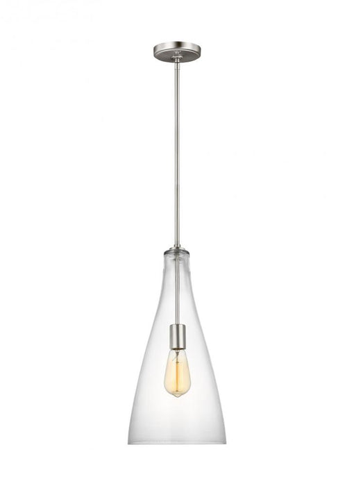 Visual Comfort & Co. Studio Collection Arilda transitional 1-light indoor dimmable ceiling hanging single pendant in brushed nickel silver