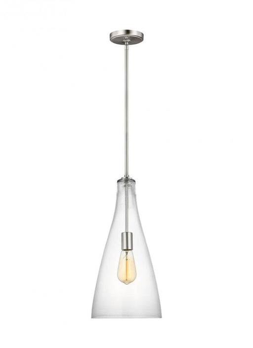 Visual Comfort & Co. Studio Collection Arilda transitional 1-light indoor dimmable ceiling hanging single pendant in brushed nickel silver