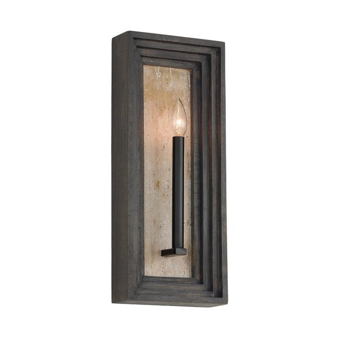 1-light Candle Sconce In Matte Black And Handcrafted Mango Wood In Espresso Stain | 654011EB