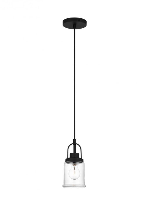 Visual Comfort & Co. Studio Collection Anders industrial 1-light indoor dimmable mini pendant in midnight black finish with clear glass sha