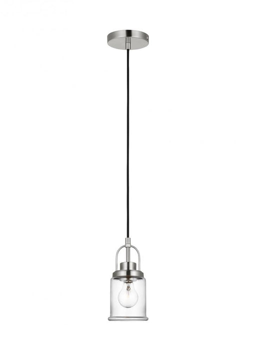 Visual Comfort & Co. Studio Collection Anders industrial 1-light indoor dimmable mini pendant in polished nickel finish with clear glass sh