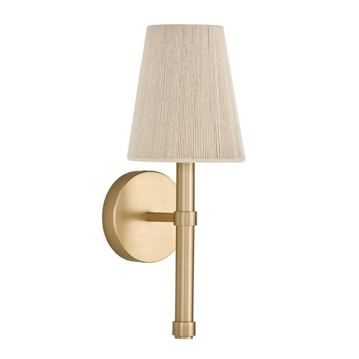 1-light Wallchiere Sconce In Matte Brass With Tapered Bleached Natural Rope Shade | 654511MA