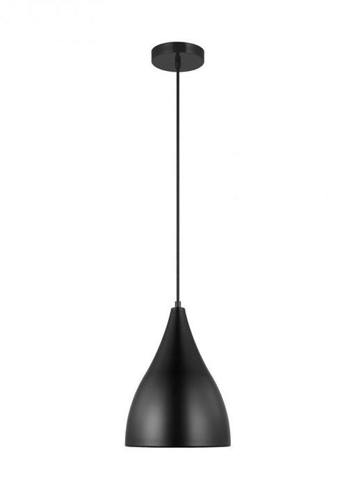 Visual Comfort & Co. Studio Collection Oden modern mid-century 1-light indoor dimmable small pendant in midnight black finish with midnight