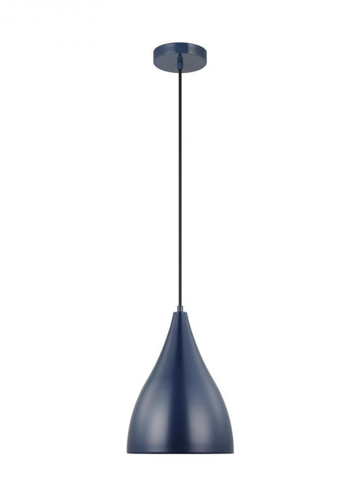 Visual Comfort & Co. Studio Collection Oden modern mid-century 1-light LED indoor dimmable small pendant in navy finish with navy shade