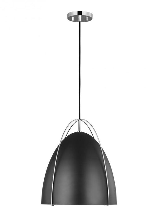 Visual Comfort & Co. Studio Collection Norman modern 1-light indoor dimmable ceiling hanging single pendant light in chrome silver finish w