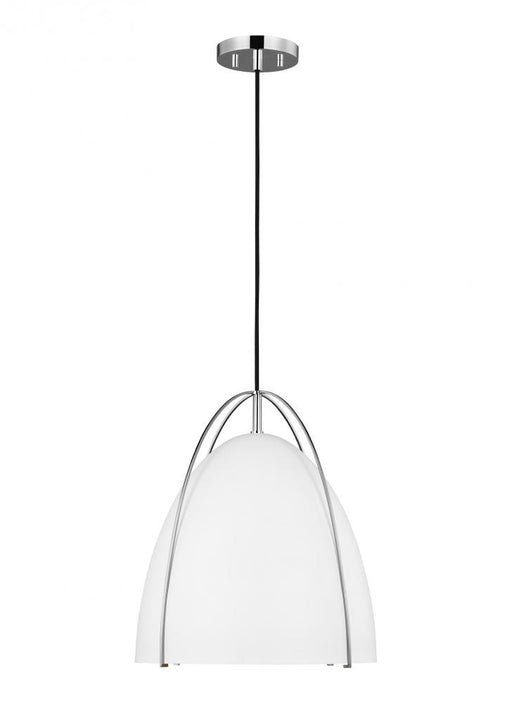 Visual Comfort & Co. Studio Collection Norman modern 1-light indoor dimmable ceiling hanging single pendant light in chrome silver finish w