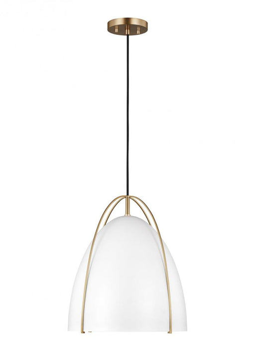 Visual Comfort & Co. Studio Collection Norman modern 1-light LED indoor dimmable ceiling hanging single pendant light in satin brass gold f