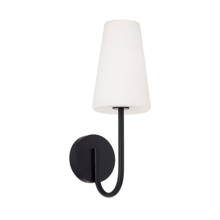 1-light Armed Sconce In Matte Black With Tapered Soft White Glass | 655211MB-550