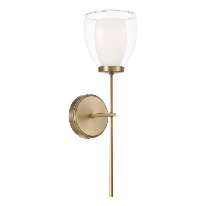 1-light Wallchiere Sconce In Aged Brass With Layered White And Clear Glass | 655911AD