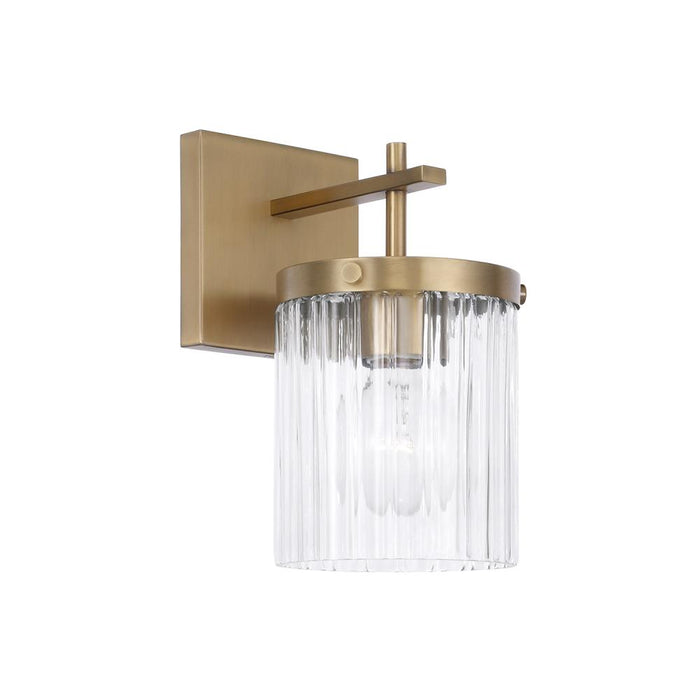 1-light Sconce In Aged Brass With Clear Beveled Fluted Glass | 656211AD-555