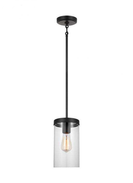 Visual Comfort & Co. Studio Collection Zire dimmable indoor 1-light pendant in a midnight black finish with clear glass shade
