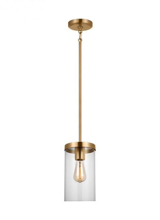 Visual Comfort & Co. Studio Collection Zire dimmable indoor 1-light pendant in a satin brass finish with clear glass shade