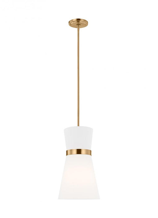 Visual Comfort & Co. Studio Collection Clark modern 1-light indoor dimmable ceiling hanging single pendant light in satin brass gold finish