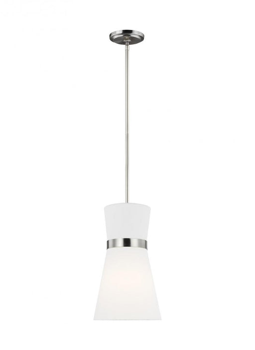 Visual Comfort & Co. Studio Collection Clark modern 1-light indoor dimmable ceiling hanging single pendant light in brushed nickel silver f